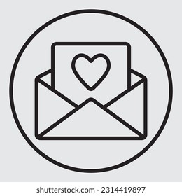 Love letter icon in line style, use for website mobile app presentation