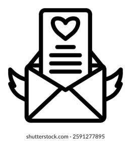 Love letter icon line style transparent