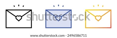 love letter icon. Linear, Blue Fill and Gradient Style Design Isolated On White Background