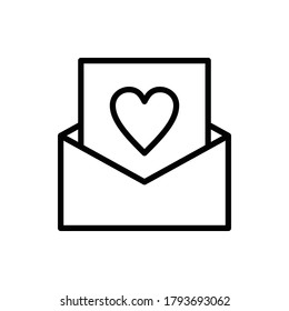Vector de logotipo de icono de la carta de amor aislado. Juego de iconos de amor y boda. Stroke editable y Pixel Perfect.