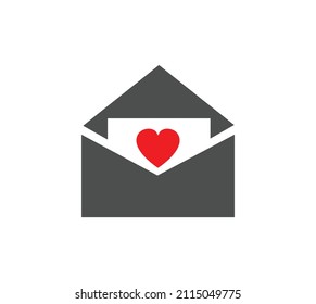 Love letter icon on white background.
