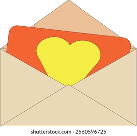 Love letter icon. Open envelope with heart inside