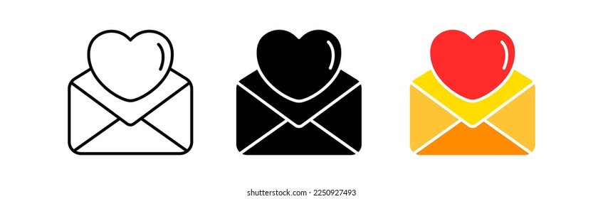 Love letter icon set. Calendar, heart, meeting, important date, love, family, relatives, loved ones, valentine's day. relationship concept. vector line icon in different styles