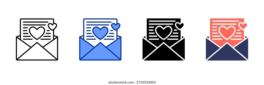 Love Letter icon set multiple style collection