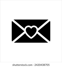 Icono de letra de amor silhoutte ilustración vector. aislado en fondo blanco
