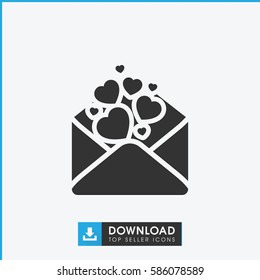 love letter icon. Simple filled love letter icon. On white background.