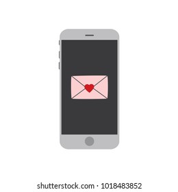 Love letter icon in a smartphone, vector illustration design. Love collection.