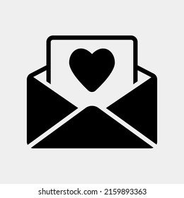 Love letter icon in solid style, use for website mobile app presentation