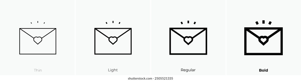 love letter icon. Thin, Light Regular And Bold style design isolated on white background