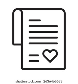 Love letter icon Thin line illustration