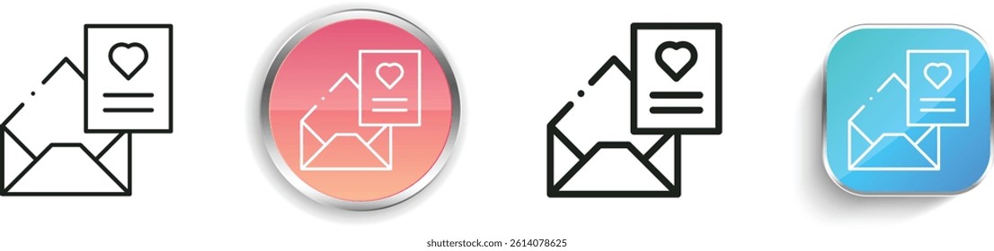 love letter icon. Thin Linear, Regular and Button Style Design Isolated On White Background