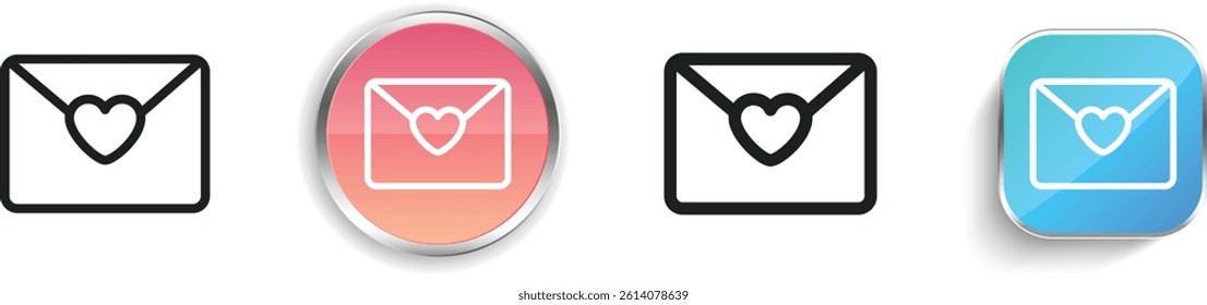 love letter icon. Thin Linear, Regular and Button Style Design Isolated On White Background