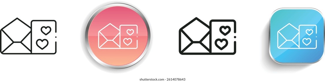 love letter icon. Thin Linear, Regular and Button Style Design Isolated On White Background
