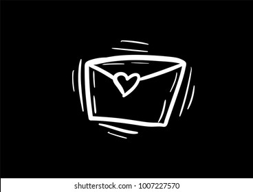 love letter icon vector doodle flat black