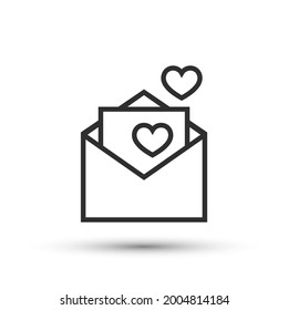 Love letter icon vector element for trendy design. Simple pictogram for mobile concept and web apps. Vector line valentine's envelope icon isolated