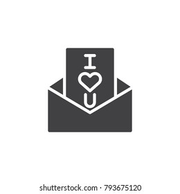 Love letter icon vector, filled flat sign, solid pictogram isolated on white. I love you message symbol, logo illustration.