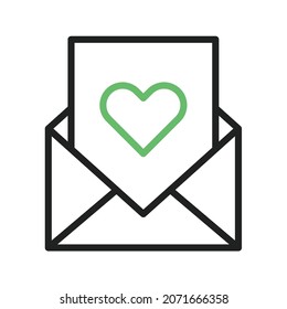 Liebes-Letter-Symbol, Vektorbild. Kann auch für verschiedene Objekte verwendet werden. Geeignet für mobile Apps, Web-Apps und Printmedien.