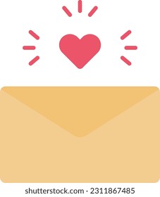 Imagen vectorial de icono de la carta de amor. Adecuado para aplicaciones web móviles y medios de impresión.