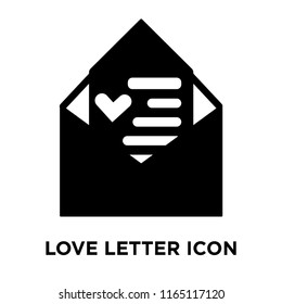 Love letter icon vector isolated on white background, Love letter transparent sign , black symbols