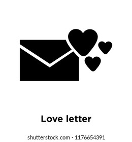 Love letter icon vector isolated on white background, logo concept of Love letter sign on transparent background, filled black symbol