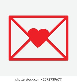 Love Letter Icon Vector. Romantic vector icon envelope with postcard with heart.  Letter Sign. Happy Valentine's Day Icon Collection.