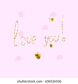 love letter, Inscription on a pink background, card, handwritten confession, hand drawn hearts