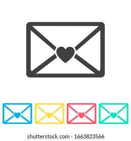 Love letter. Invitation multi color icon set. Simple glyph, flat vector of wedding icons for ui and ux, website or mobile application