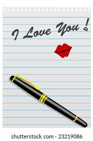 Love letter with kiss