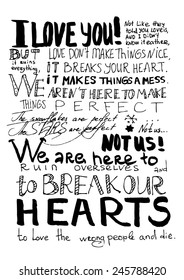 A love letter. Lettering . Black pen doodles. Vector