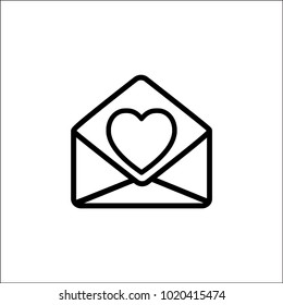 Love letter line icon. Envelope with heart .