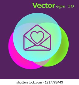Love letter line icon. Envelope with heart .