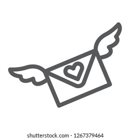 Love letter line icon, message and envelope, love email sign, vector graphics, a linear pattern on a white background, eps 10.