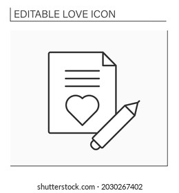 Love letter line icon. Romantic letter for beloved person. Love declaration. Love concept. Isolated vector illustration. Editable stroke