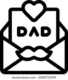 Love Letter Line Icon - Single Icon, Vector