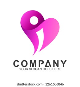 love letter i logo design. letter i inside heart shape