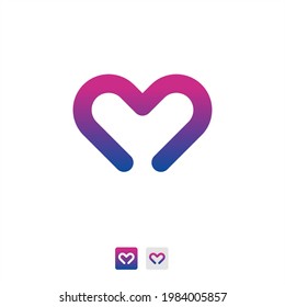 Diseño vectorial del logotipo M de la letra de amor