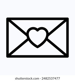 Love Letter Mail Icon. Envelope With A Heart Icon. Love Message Sign. Isolated Lineal Vector Icon.