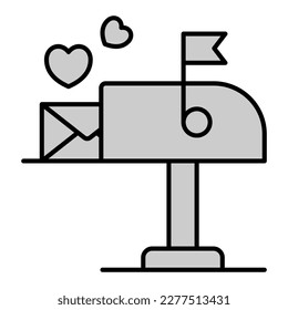 Love letter in the mailbox - icon, illustration on white background, grey style