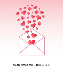 Love letter message. Valentines day. Icon of envelope