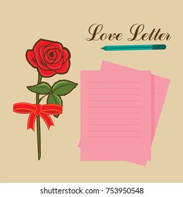 love letter and notes with a rose 