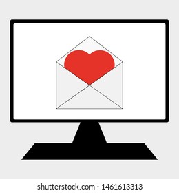 Love letter on computer screen