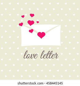 Love letter on gray background with white hearts