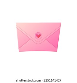 Love letter. Open empty envelope with heart. Vanentine day, romantic confession concept. Stock vector illustration in flat cartoon style isolated on white background.