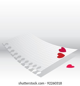 Love letter. Paper with abstract hearts. Valentines day design.