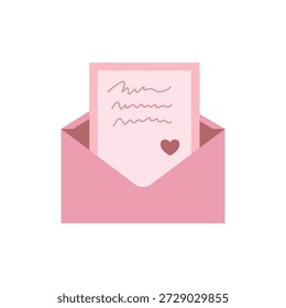 Love Letter in Pink Envelope. Love letter in envelope. Post mail. Valentine letter. Love letter.
