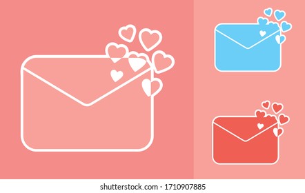 Love letter pink message romantic card cute sticker icon vector Valentine day