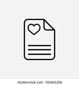 love letter postcard romantic valentine card line icon