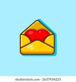 Love Letter with a Red Heart Inside Vector Illustration Cartoon Design