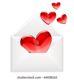 love letter and red hearts