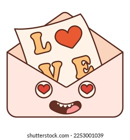 Love letter in retro hippie style. The concept of love and valentine's day.